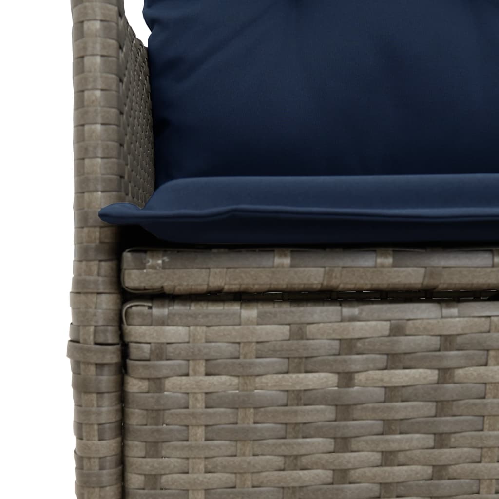 Gartenstühle Verstellbar 2 Stk. mit Kissen Grau Poly Rattan