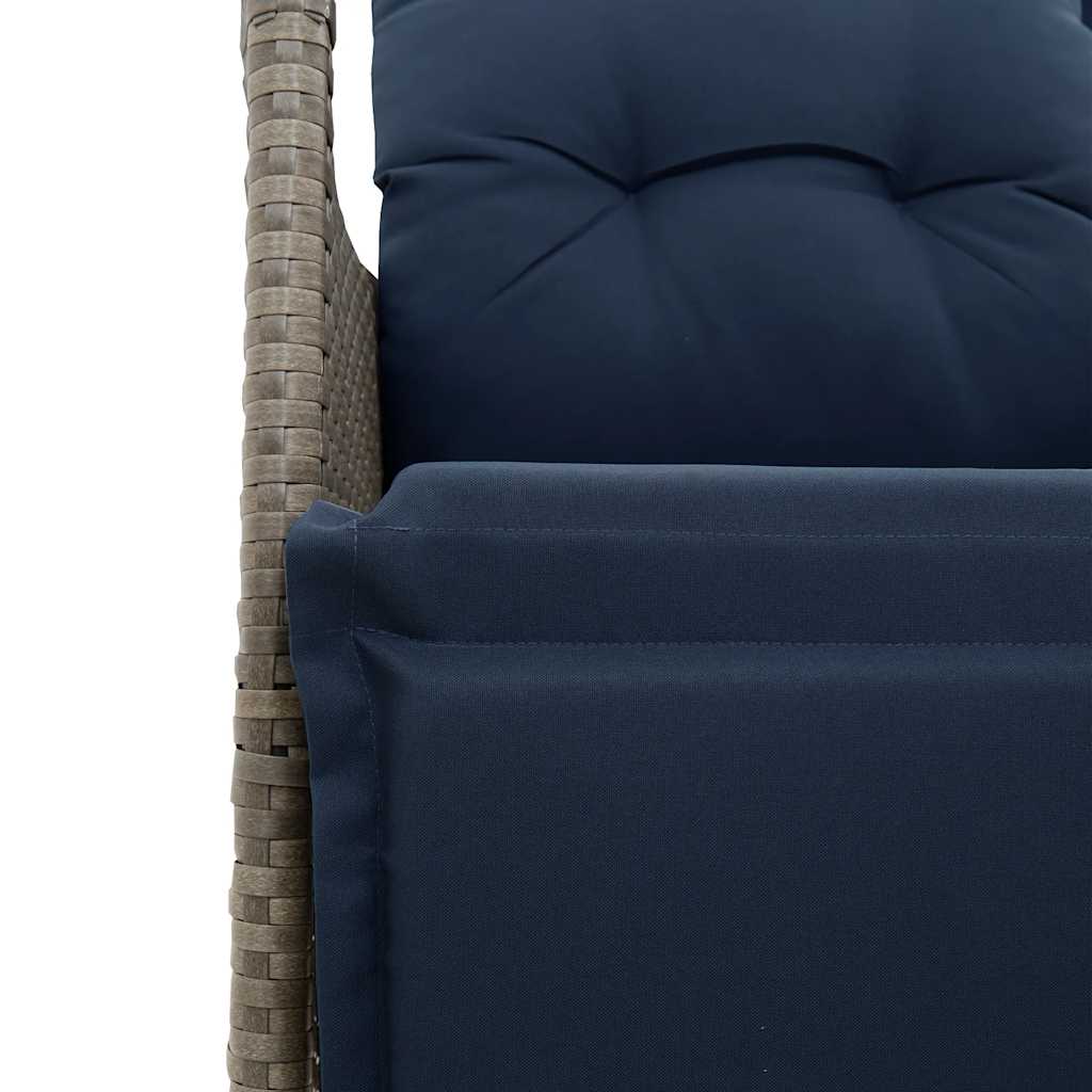 3-teiliges Bistro-Set mit Kissen Grau Poly Rattan