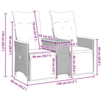 Gartensofa Verstellbar 2-Sitzer mit Tisch Grau Poly Rattan