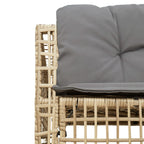 Gartensofa in L-Form mit Kissen und Fußbank Beige Poly Rattan