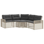 Gartensofa in L-Form mit Kissen und Fußbank Hellgrau Polyrattan