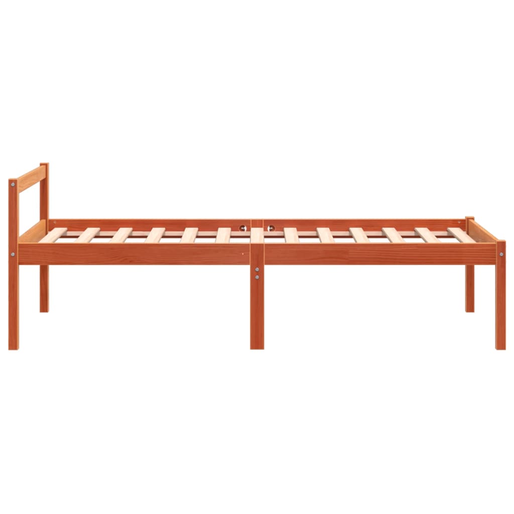Seniorenbett Wachsbraun 90x200 cm Massivholz Kiefer