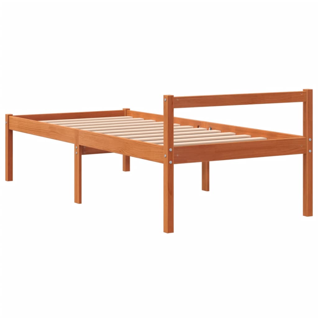 Seniorenbett Wachsbraun 90x200 cm Massivholz Kiefer