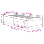 Tagesbett ohne Matratze Wachsbraun 90x190 cm Massivholz Kiefer