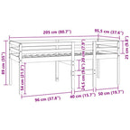 Hochbett Wachsbraun 90x200 cm Massivholz Kiefer
