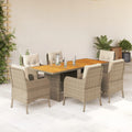 7-tlg. Garten-Essgruppe mit Kissen Beige Poly Rattan
