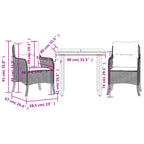 5-tlg. Garten-Essgruppe mit Kissen Braun Poly Rattan