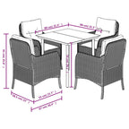 5-tlg. Garten-Essgruppe mit Kissen Beige Poly Rattan