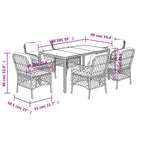 7-tlg. Garten-Essgruppe mit Kissen Grau Poly Rattan