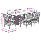 7-tlg. Garten-Essgruppe mit Kissen Beigemischung Poly Rattan