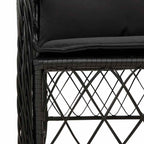 9-tlg. Garten-Essgruppe mit Kissen Schwarz Poly Rattan