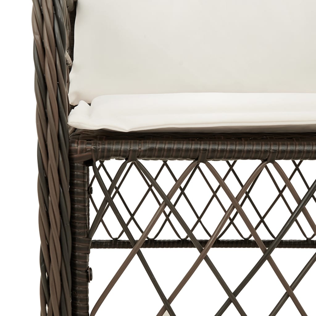 7-tlg. Garten-Essgruppe mit Kissen Braun Poly Rattan