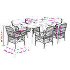 7-tlg. Garten-Essgruppe mit Kissen Braun Poly Rattan