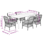7-tlg. Garten-Essgruppe mit Kissen Braun Poly Rattan