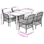 5-tlg. Garten-Essgruppe mit Kissen Beigemischung Poly Rattan