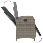 9-tlg. Garten-Essgruppe mit Kissen Grau Poly Rattan