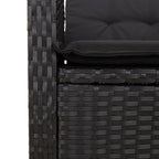 7-tlg. Garten-Essgruppe mit Kissen Schwarz Poly Rattan