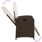 5-tlg. Garten-Essgruppe mit Kissen Braun Poly Rattan