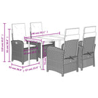 5-tlg. Garten-Essgruppe mit Kissen Braun Poly Rattan