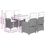 5-tlg. Garten-Essgruppe mit Kissen Beige Poly Rattan