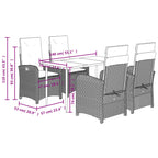 5-tlg. Garten-Essgruppe mit Kissen Beigemischung Poly Rattan