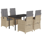 5-tlg. Garten-Essgruppe mit Kissen Beigemischung Poly Rattan