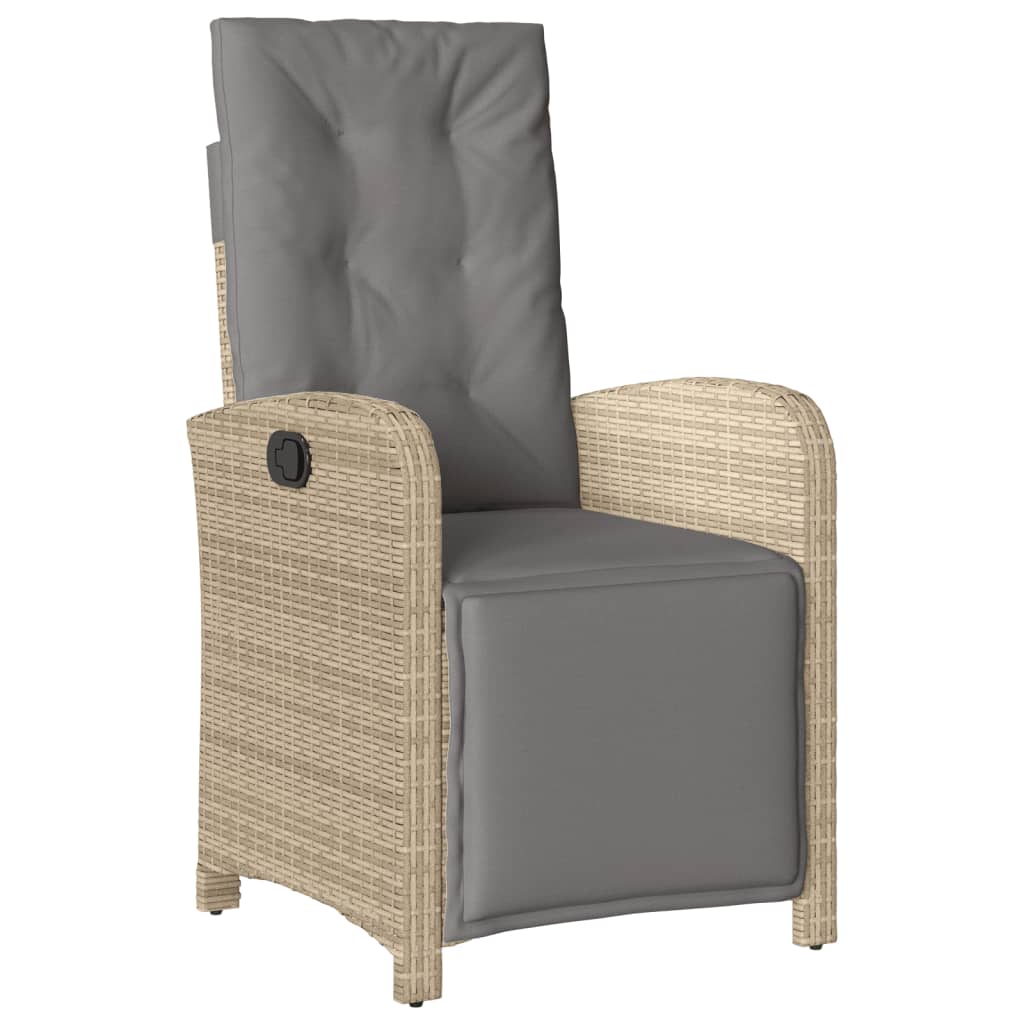 7-tlg. Garten-Essgruppe mit Kissen Beige Poly Rattan