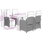 5-tlg. Garten-Essgruppe mit Kissen Braun Poly Rattan
