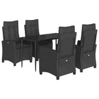 5-tlg. Garten-Essgruppe mit Kissen Schwarz Poly Rattan