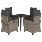 5-tlg. Garten-Essgruppe mit Kissen Grau Poly Rattan