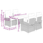 5-tlg. Garten-Essgruppe mit Kissen Beige Poly Rattan