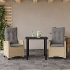 3-tlg. Garten-Essgruppe mit Kissen Beigemischung Poly Rattan