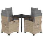 5-tlg. Garten-Essgruppe mit Kissen Beigemischung Poly Rattan