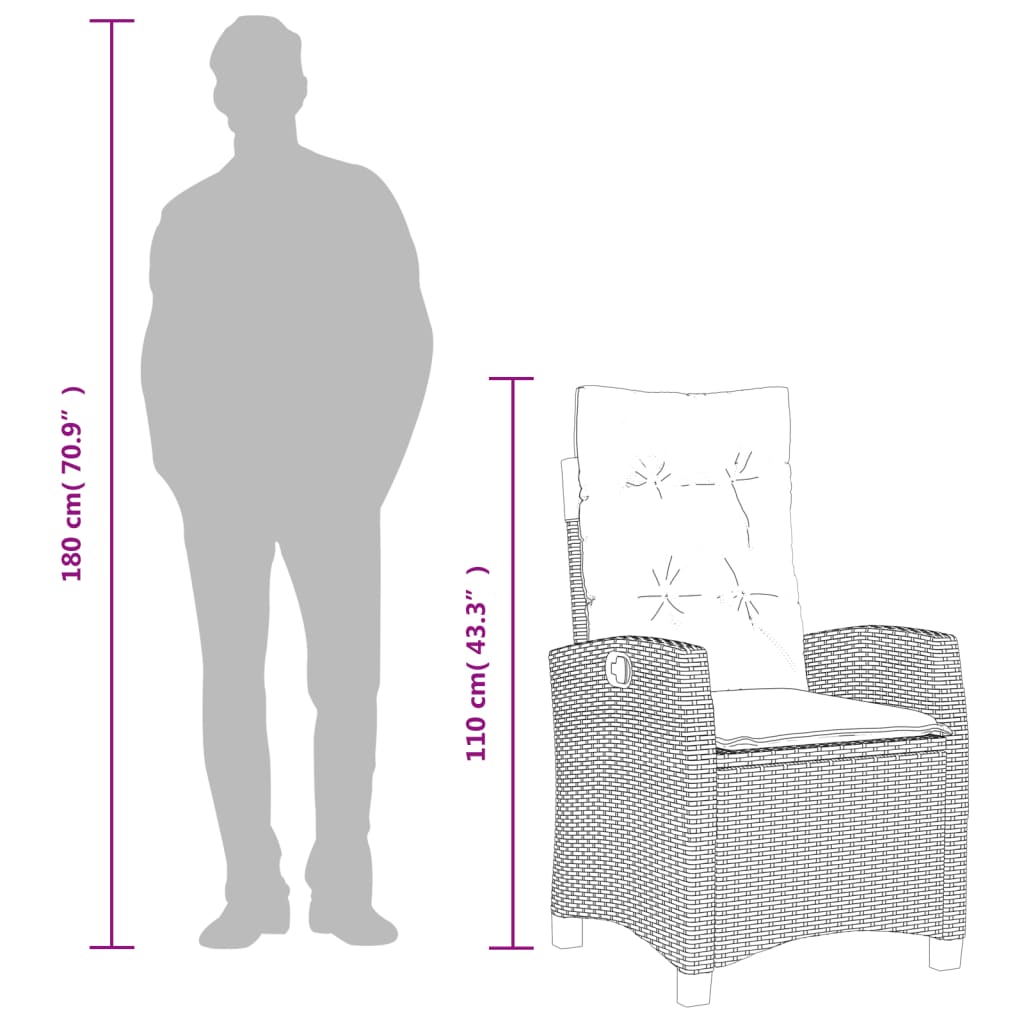 5-tlg. Garten-Essgruppe mit Kissen Hellgrau Poly Rattan