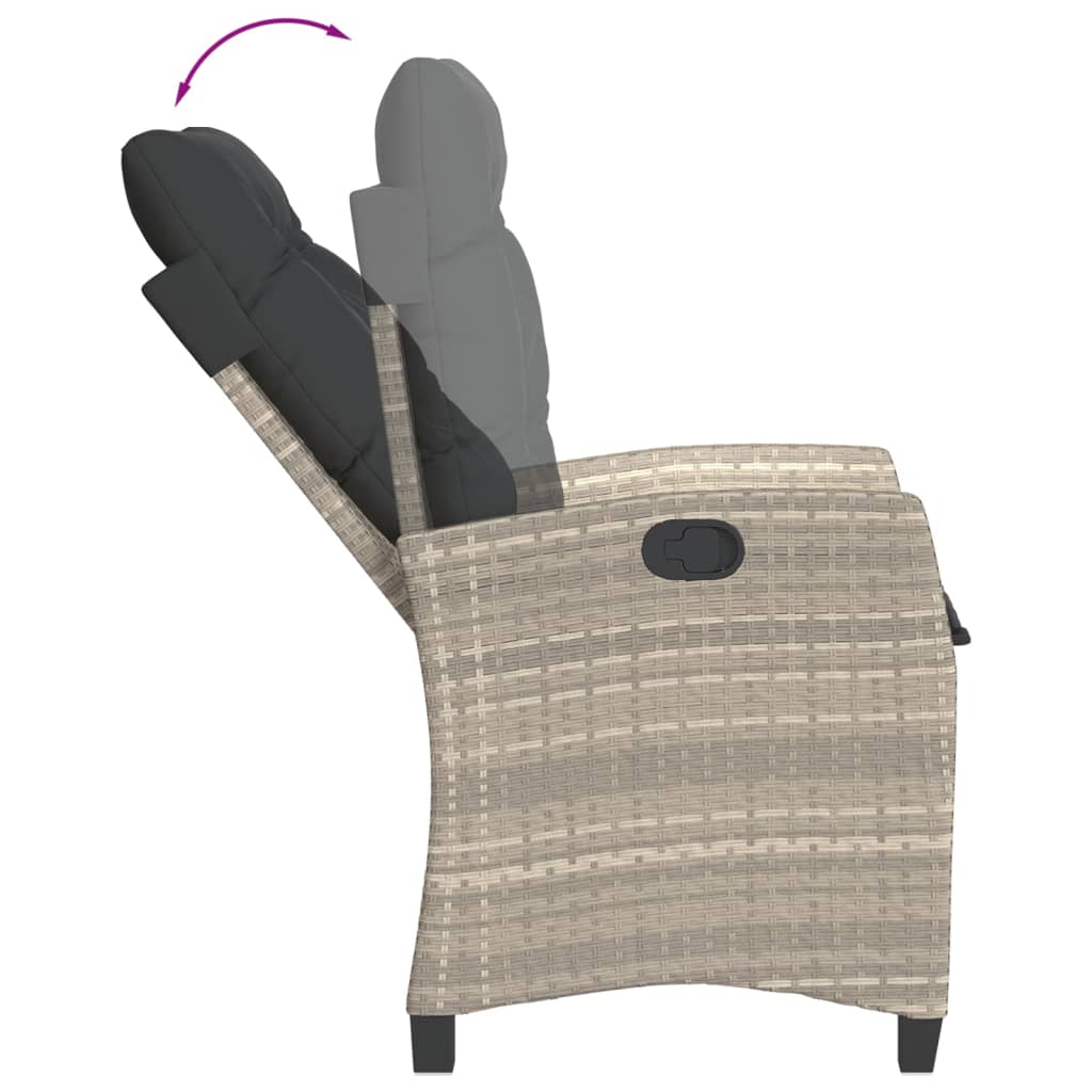 7-tlg. Garten-Essgruppe mit Kissen Hellgrau Poly Rattan