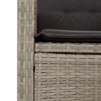 7-tlg. Garten-Essgruppe mit Kissen Hellgrau Poly Rattan