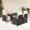 5-tlg. Garten-Essgruppe mit Kissen Schwarz Poly Rattan