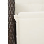 3-tlg. Garten-Essgruppe mit Kissen Braun Poly Rattan