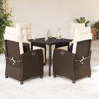 5-tlg. Garten-Essgruppe mit Kissen Braun Poly Rattan