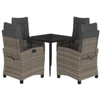 5-tlg. Garten-Essgruppe mit Kissen Grau Poly Rattan