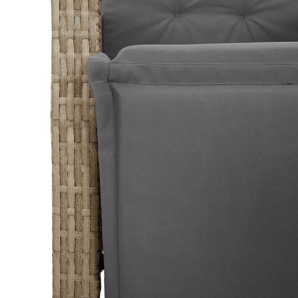 5-tlg. Garten-Essgruppe mit Kissen Beigemischung Poly Rattan