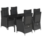5-tlg. Garten-Essgruppe mit Kissen Schwarz Poly Rattan