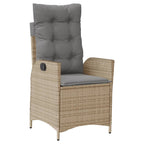 7-tlg. Garten-Essgruppe mit Kissen Beige Poly Rattan