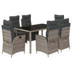 7-tlg. Garten-Essgruppe mit Kissen Grau Poly Rattan