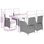 5-tlg. Garten-Essgruppe mit Kissen Braun Poly Rattan