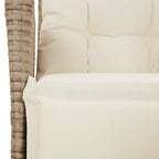 3-tlg. Garten-Essgruppe mit Kissen Beige Poly Rattan
