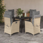 5-tlg. Garten-Essgruppe mit Kissen Beigemischung Poly Rattan