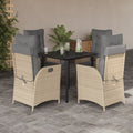 5-tlg. Garten-Essgruppe mit Kissen Beigemischung Poly Rattan