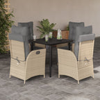5-tlg. Garten-Essgruppe mit Kissen Beigemischung Poly Rattan