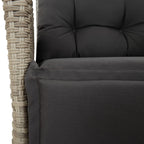 3-tlg. Garten-Essgruppe mit Kissen Hellgrau Poly Rattan